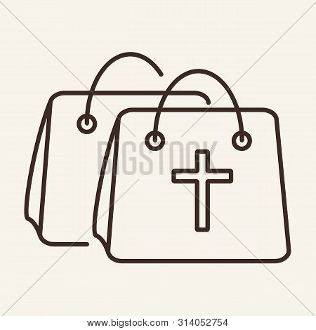 Halloween Packs Vector Line Icon. Bag, Halloween, Cross. Holiday Concept. Vector Illustration Can Be