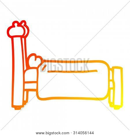 warm gradient line drawing of a cartoon bed