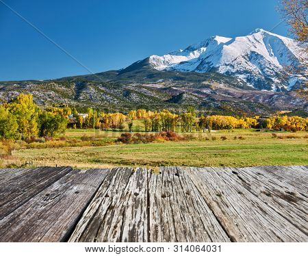 Mount Sopris autumn landscape in Colorado Rocky Mountains, USA. 