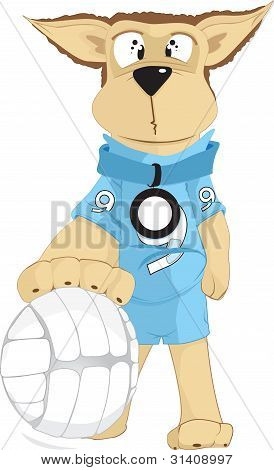 Cartoon Puppy Vektor mit FuÃŸball spielen
