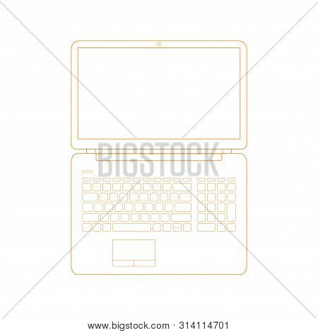 Realistic Laptop Incline 90 Degree Isolated On White Background. Computer Notebook With Empty Screen