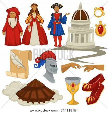 Renaissance Epoch Style Vintage Fashion Vector Illustration