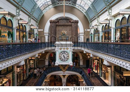 Sydney, Australia - November 22, 2014: Queen Victoria Building Shopping Mall With Christmas Decorati