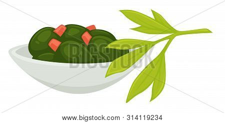 Seaweed Served In Plate In Restaurant Seafood Menu Vector