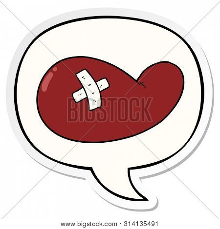cartoon injured gall bladder with speech bubble sticker