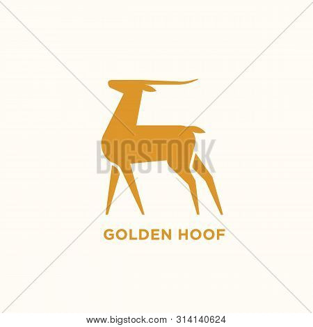 Logotype With Silhouette Of Antelope Or Gazelle. Logo With Elegant Wild Herbivorous Animal. Design E