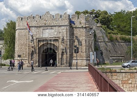 Nis, Serbia - June 15, 2019:  Outside View Of Stambol (istanbul) Gate At Fortress And  In City Of Ni