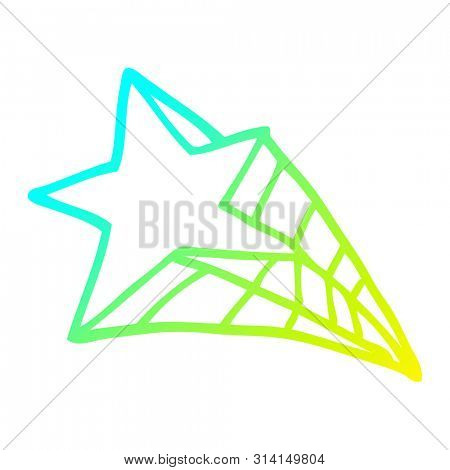 cold gradient line drawing of a cartoon shooting star
