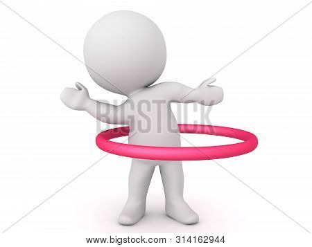 3D Character Dancing With Red Circle Hooparound Him