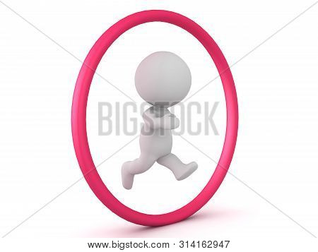3D Character Jumping Through Hoop