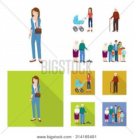 Vector Design Of Character And Avatar Sign. Collection Of Character And Portrait Stock Symbol For We