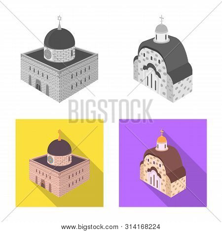 Isolated Object Of Temple And Historic Icon. Set Of Temple And Faith Vector Icon For Stock.
