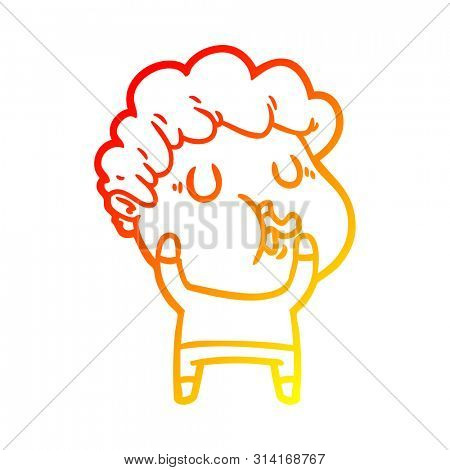 warm gradient line drawing of a cartoon man pulling face