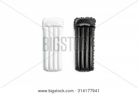 Blank Black And White Swim Mattress Mockup Set, Isolated, 3d Rendering. Empty Summer Mattrass For Wa