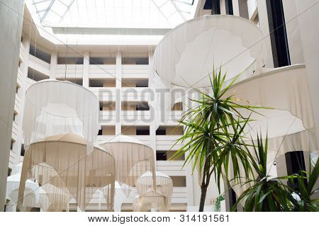 Manavgat, Turkey 09/07/2019 Aska Grand Prestig Hotel, Editorial Huge Pendant Lights Above The Hotel 