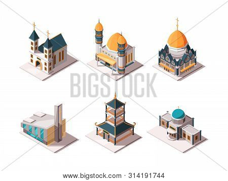 Religion Buildings. Islamic Mosque Arabic Architectural Objects Lutheran Catholic Christian Religion