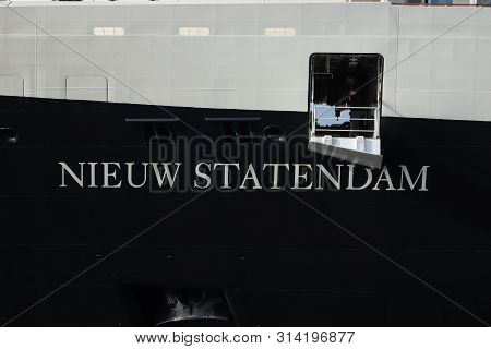Velsen, The Netherlands - July 7th 2019: Ms Nieuw Statendam Operated By Holland America Line On Nort