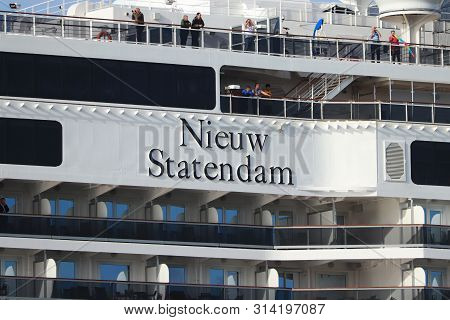 Velsen, The Netherlands - July 7th 2019: Ms Nieuw Statendam Operated By Holland America Line On Nort