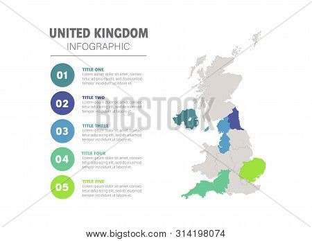 United Kingdom Map Infographic. United Kingdom Business Marketing Concept. Europe Map Infographics D