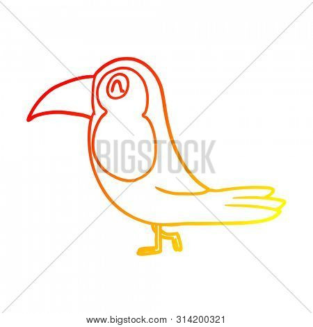 warm gradient line drawing of a cartoon toucan