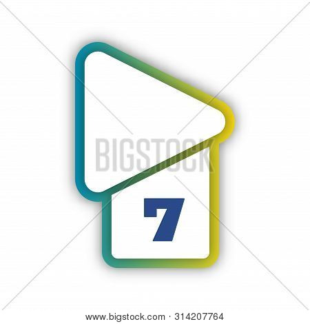 Paper Cut Number Seven Letter. Realistic 3d Multi Layers Papercut Effect Isolated On White Backgroun