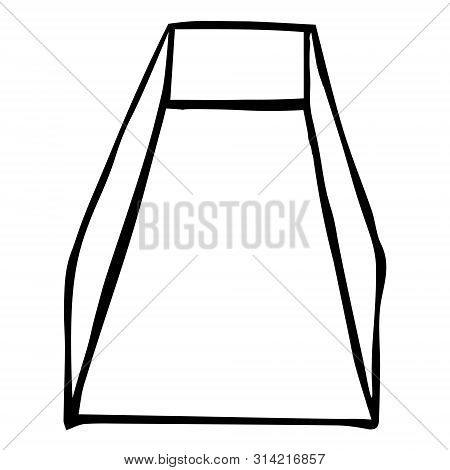 Mechanical Drawing Of Frustum Of Pyramid. Simple Isolated Geometrical Object For Technical Documenta
