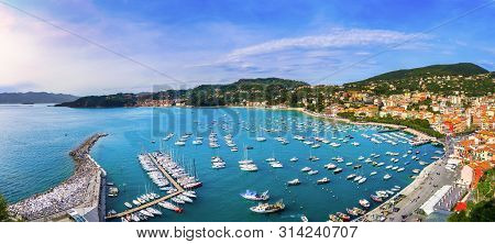 Lerici Colorful Village. Harbor, Sea Bay And Boats. Five Lands, Cinque Terre, Ligury Italy Europe.