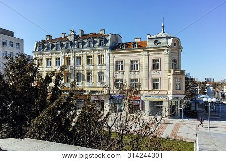 Shumen, Bulgaria - April 10, 2017: Central Pedestrian Street Bul. Slavyanski In City Of Shumen, Bulg