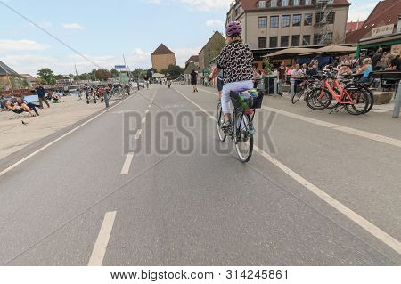 Copenhagen, Zealand Denmark - July 21 2019: Drive Trouth The Inderhavnsbroen Bridge In Copenhagen, D