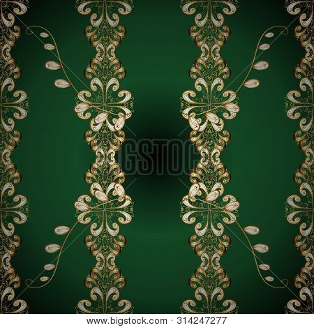 Classic Style. Graceful, Delicate Ornamentation In The Rococo Style. Beautiful Pattern For Textile, 