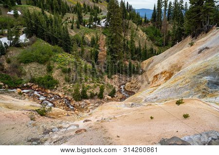 Geothermal Activity At The Sulphur Works Overlook In Lassen National Park In California