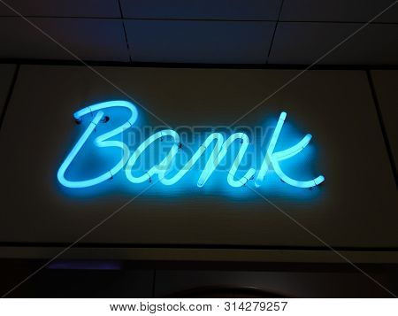 Bank Illuminated Signlight Advertising Neon Light Blue