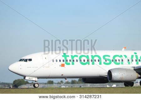 Amsterdam The Netherlands - May 24th, 2019: Ph-guv Transavia Boeing 737-800 Takeoff From Polderbaan 