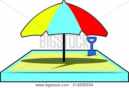 Sandbox. Playground. Kids Play Sand On The Box Vector Illustration