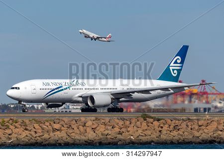 Sydney, Australia - October 10, 2013: Air New Zealand Boeing 777 Large Commercial Airliner At Sydney