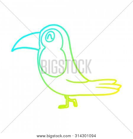 cold gradient line drawing of a cartoon toucan