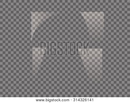 Realistic Lass Glare Effect. Rectangle, Square Shadow. Reflection And Transparency Screen Isolated. 