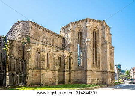 Pontevedra,spain - May 14,2019 - View At The  Ruins Of Santo Domingo Church In Pontevedra. Pontevedr