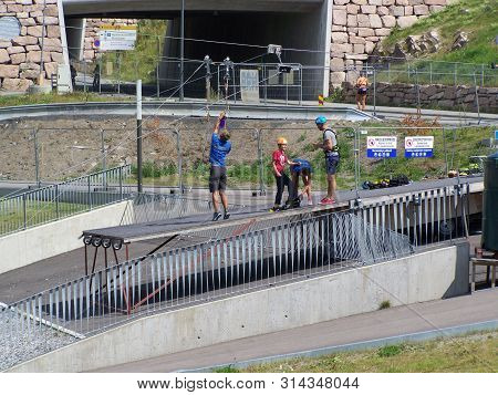 Oslo, Norway, 07/19/2019: Ski Jump In Holmenkollen. Summer Day