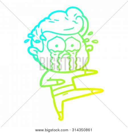 cold gradient line drawing of a cartoon crying dancer