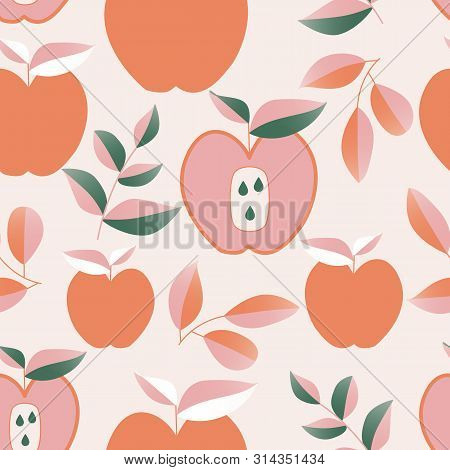 Pink An Orange Fruits In A Seamless Pattern Design