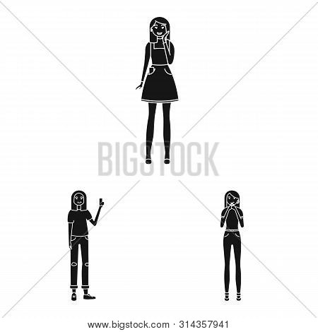 Vector Design Of Emotions And Female Icon. Set Of Emotions And Body Vector Icon For Stock.