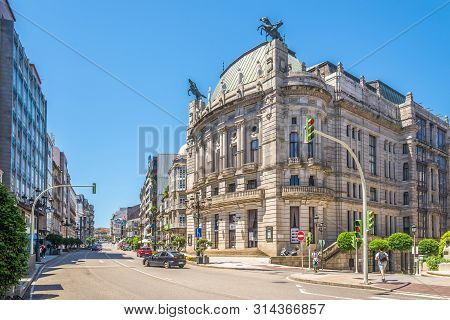 Vigo,spain - May 14,2019 - View At The Principal Theater Of Vigo In Spain. Vigo Is The Capital Of Th