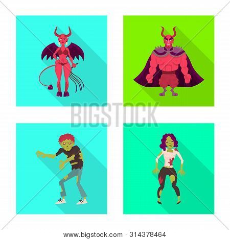Vector Illustration Of Mystic And Hell Sign. Collection Of Mystic And Devilry Vector Icon For Stock.