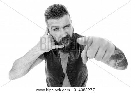 Hipster With Long Beard Symbol Conversation. Mobile Call. Mobile Communication. Guy Bearded Hipster 
