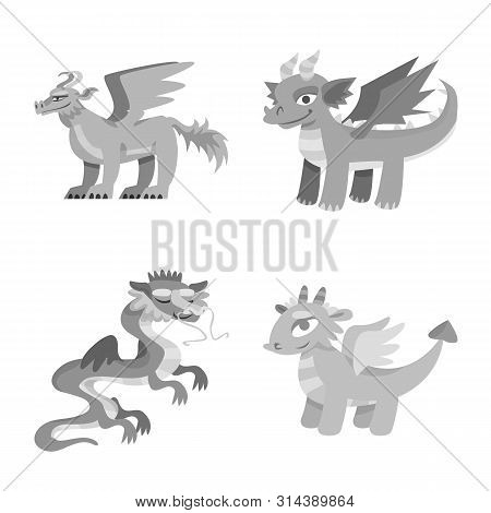 Isolated Object Of Wild And Mythical Sign. Set Of Wild And Halloween Vector Icon For Stock.