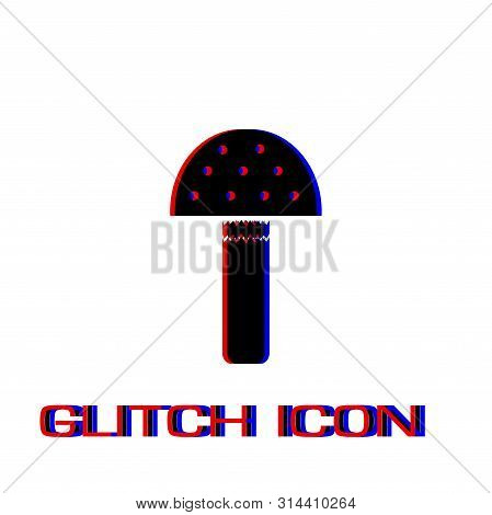 Amanita Icon Flat. Simple Pictogram - Glitch Effect. Vector Illustration Symbol