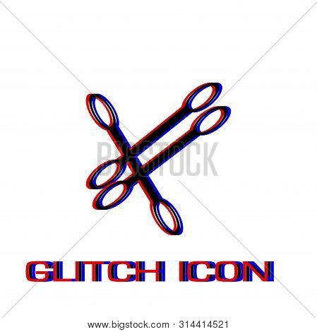 Cotton Swabs Icon Flat. Simple Pictogram - Glitch Effect. Vector Illustration Symbol