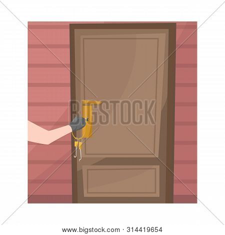Vector Illustration Of Burglar And Door Logo. Set Of Burglar And House Vector Icon For Stock.