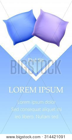 Couple Of Soft Blank Rectangular Bedroom Blue And Purple Pillows Top View Mock Up For Comfortable Sl
